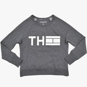 Tommy Hilfiger sport Gray Sweatshirt Pullover Crew Neck Long Sleeve Logo Sz sm
